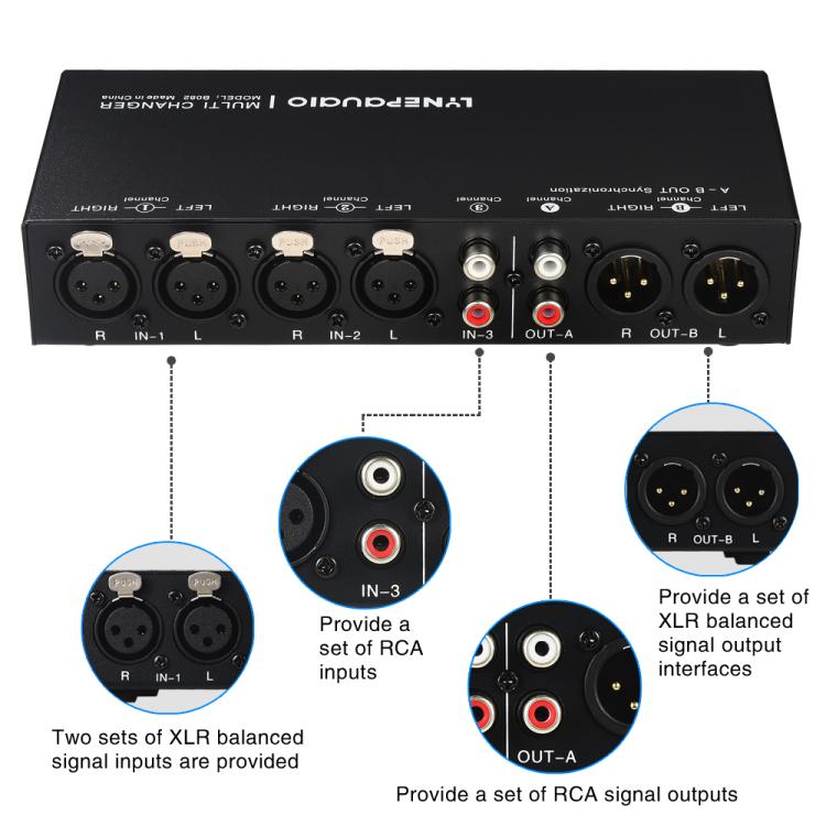 Selettore audio bilanciato 3 ingressi 3 uscite B082