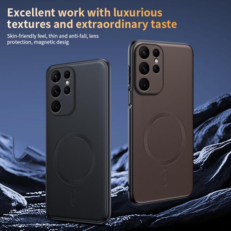 Custodia per telefono MagSafe in pelle liscia e antiurto., For Samsung Galaxy S25 Ultra 5G, For Samsung Galaxy S24 FE 5G, For Samsung Galaxy S24 Ultra 5G, For Samsung Galaxy S24+ 5G, For Samsung Galaxy S24 5G, For Samsung Galaxy S23 FE 5G