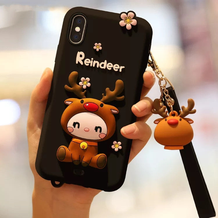 Custodia in silicone anti caduta per il pacchetto completo di renne adorabili per iPhone X, For iPhone X