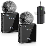 Microfono lavalier wireless con ricevitore 3 in 1 e doppio microf