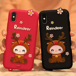 Custodia in silicone anti caduta per il pacchetto completo di renne adorabili per iPhone XS, For iPhone XS