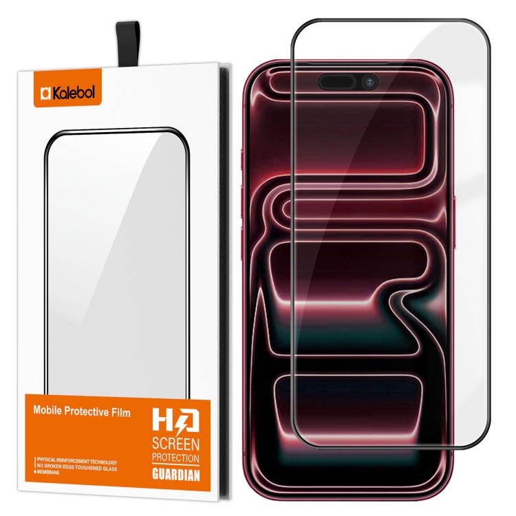 Pellicola in vetro temperato HD Kalebol ad alto contenuto di alluminio, serigrafata a copertura totale, anti-impronta, con bordo nero., For iPhone 18 Pro, For iPhone 18 Pro Max, For iPhone 17 Pro Max, For iPhone 17 Pro, For iPhone 17, For iPhone Air   ...