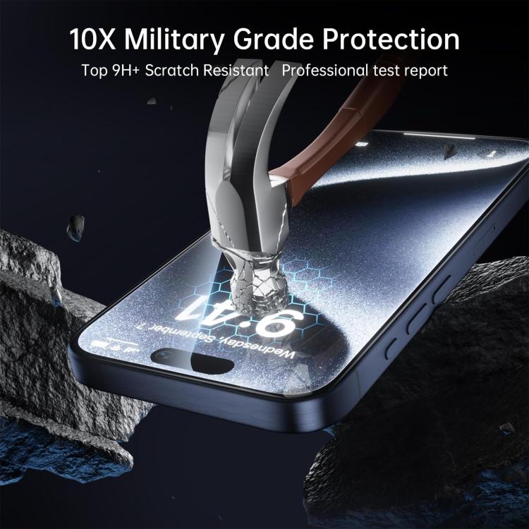 Pellicola in vetro temperato HD Kalebol ad alto contenuto di alluminio, serigrafata a copertura totale, anti-impronta, con bordo nero., For iPhone 11 Pro Max, For iPhone 11, For iPhone 11 Pro, For iPhone XS, For iPhone XR, For iPhone XS Max, For iPhone...