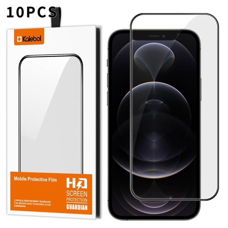 10 pezzi Kalebol Pellicola in vetro temperato HD ad alto contenuto di alluminio, serigrafata, a copertura totale, anti-impronta, con bordo nero, For iPhone 11 Pro Max, For iPhone 11, For iPhone 11 Pro, For iPhone XS, For iPhone XR, For iPhone XS Max   ...