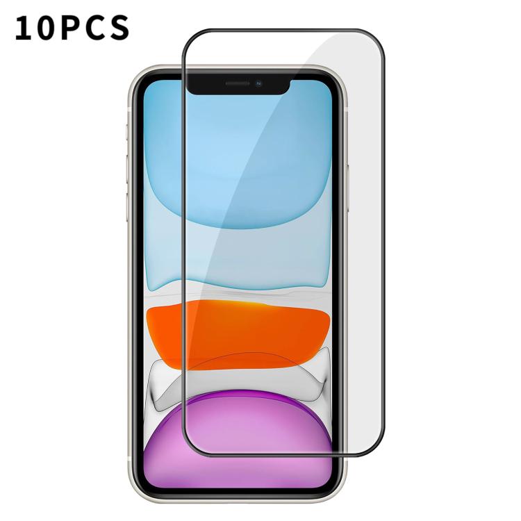 10 pezzi Kalebol Pellicola in vetro temperato HD ad alto contenuto di alluminio, serigrafata, a copertura totale, anti-impronta, con bordo nero, For iPhone 11 Pro Max, For iPhone 11, For iPhone 11 Pro, For iPhone XS, For iPhone XR, For iPhone XS Max   ...