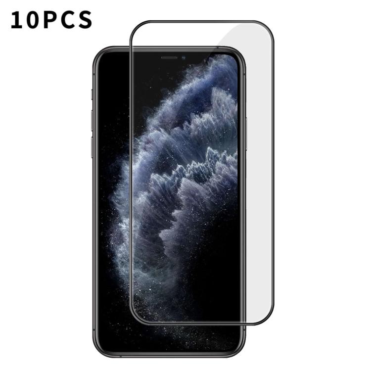 10 pezzi Kalebol Pellicola in vetro temperato HD ad alto contenuto di alluminio, serigrafata, a copertura totale, anti-impronta, con bordo nero, For iPhone 11 Pro Max, For iPhone 11, For iPhone 11 Pro, For iPhone XS, For iPhone XR, For iPhone XS Max   ...