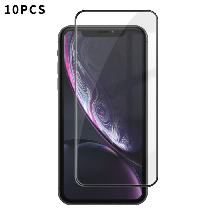 10 pezzi Kalebol Pellicola in vetro temperato HD ad alto contenuto di alluminio, serigrafata, a copertura totale, anti-impronta, con bordo nero, For iPhone 11 Pro Max, For iPhone 11, For iPhone 11 Pro, For iPhone XS, For iPhone XR, For iPhone XS Max   ...