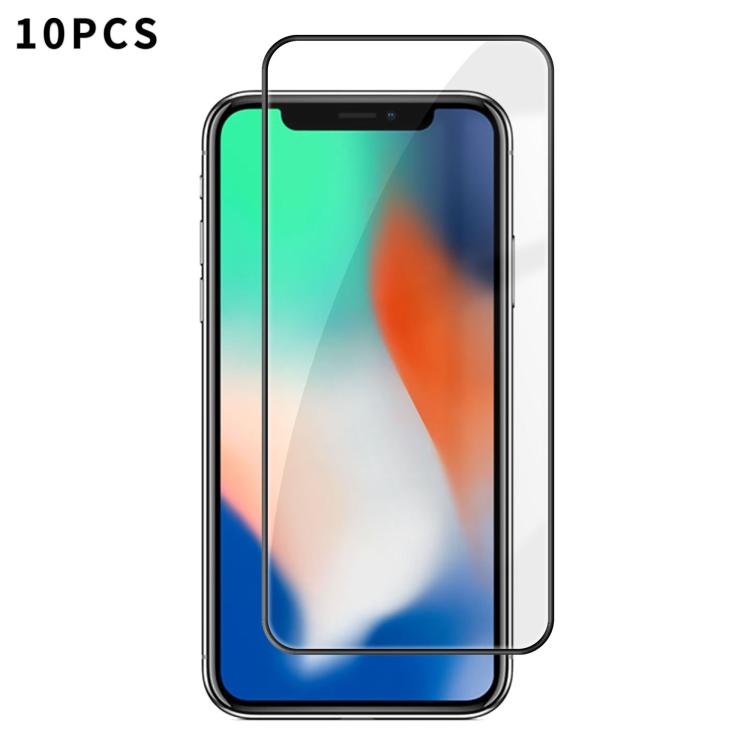 10 pezzi Kalebol Pellicola in vetro temperato HD ad alto contenuto di alluminio, serigrafata, a copertura totale, anti-impronta, con bordo nero, For iPhone 11 Pro Max, For iPhone 11, For iPhone 11 Pro, For iPhone XS, For iPhone XR, For iPhone XS Max   ...