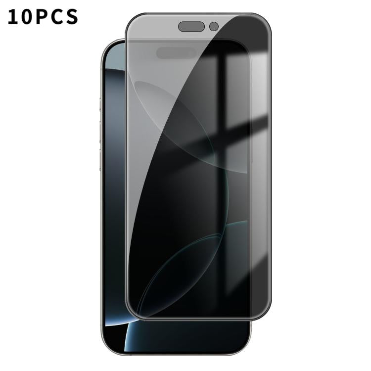 10 pezzi Kalebol Pellicola in vetro temperato ad alto contenuto di alluminio con serigrafia a copertura totale e bordo nero per la privacy, For iPhone 18 Pro, For iPhone 18 Pro Max, For iPhone 17 Pro Max, For iPhone 17 Pro, For iPhone 17, For iPhone Ai...