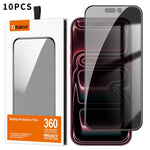 10 pezzi Kalebol Pellicola in vetro temperato ad alto contenuto di alluminio con serigrafia a copertura totale e bordo nero per la privacy, For iPhone 18 Pro, For iPhone 18 Pro Max, For iPhone 17 Pro Max, For iPhone 17 Pro, For iPhone 17, For iPhone Ai...