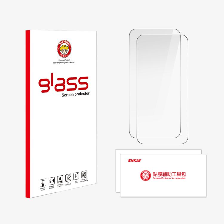 2 pellicole in vetro temperato ENKAY con colla ispessita, senza bordi bianchi, durezza 9H, bordo ad arco grande, in alluminio-silicio., For iPhone 18 Pro, For iPhone 18 Pro Max, For iPhone 17 Pro Max, For iPhone 17 Pro, For iPhone 17, For iPhone Air