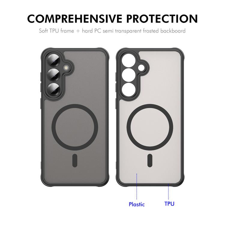 Custodia per telefono ENKAY Hat-Prince MagSafe opaca traslucida antiurto con pellicola in vetro alluminio-silicio ad alta resistenza da 0,18 mm., For Galaxy S25 / S24 5G, For Galaxy S25+ / S24+ 5G