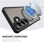Custodia per telefono ENKAY Hat-Prince MagSafe opaca traslucida antiurto con pellicola in vetro alluminio-silicio ad alta resistenza da 0,18 mm., For Galaxy S26+ 5G, For Galaxy S26 Ultra 5G, For Galaxy S26 5G, For Galaxy S25 Edge 5G                    ...