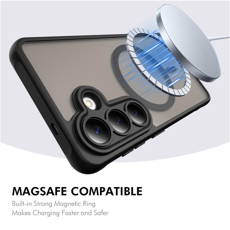 Custodia per telefono ENKAY Hat-Prince MagSafe opaca traslucida antiurto con pellicola in vetro alluminio-silicio ad alta resistenza da 0,18 mm., For Galaxy S26+ 5G, For Galaxy S26 Ultra 5G, For Galaxy S26 5G, For Galaxy S25 Edge 5G                    ...