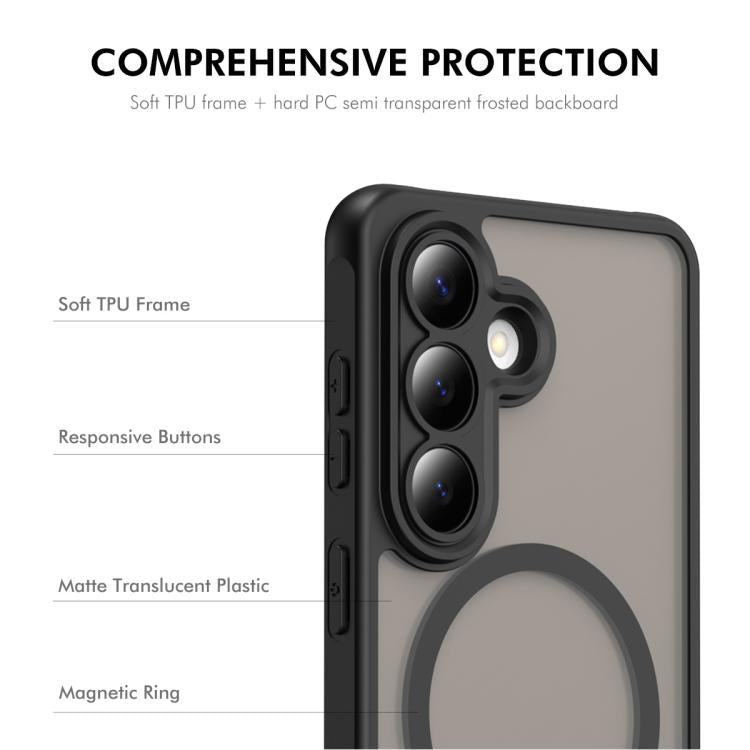 Custodia per telefono ENKAY Hat-Prince MagSafe opaca traslucida antiurto con pellicola in vetro alluminio-silicio ad alta resistenza da 0,18 mm., For Galaxy S26+ 5G, For Galaxy S26 Ultra 5G, For Galaxy S26 5G, For Galaxy S25 Edge 5G                    ...
