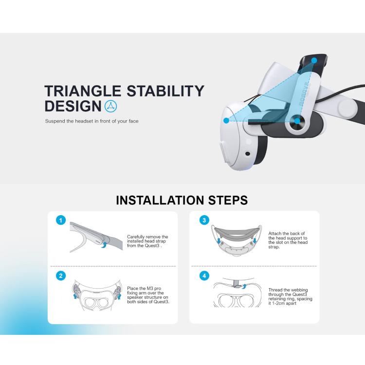 BOBOVR M3 Pro per Meta Quest 3S / 3, fascia per la testa VR con batteria da 5200 mAh, M3 Pro