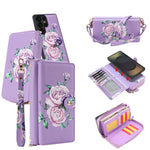 Portafoglio multifunzionale con cerniera e fibbia a forma di fiore tracolla, custodia per telefono in pelle vegana, For Samsung Galaxy S24+ 5G, For Samsung Galaxy S24 5G, For Samsung Galaxy S23 Ultra 5G, For Samsung Galaxy S23+ 5G