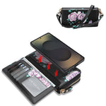 Portafoglio multifunzionale con cerniera e fibbia a forma di fiore tracolla, custodia per telefono in pelle vegana, For Samsung Galaxy S25 5G, For Samsung Galaxy S25+ 5G, For Samsung Galaxy S25 Ultra 5G, For Samsung Galaxy S24 Ultra 5G