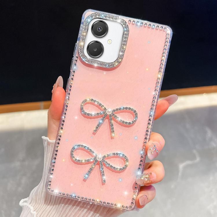 Custodia per telefono antiurto con doppio fiocco e glitter di diamanti, For Samsung Galaxy S26+ 5G, For Samsung Galaxy S26 Ultra 5G, For Samsung Galaxy S26 5G, For Samsung Galaxy A07 5G
