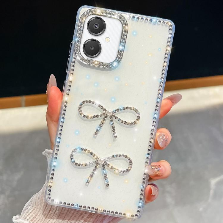 Custodia per telefono antiurto con doppio fiocco e glitter di diamanti, For Samsung Galaxy S26+ 5G, For Samsung Galaxy S26 Ultra 5G, For Samsung Galaxy S26 5G, For Samsung Galaxy A07 5G