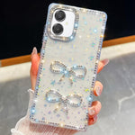 Custodia per telefono antiurto con doppio fiocco e glitter di diamanti, For Samsung Galaxy S26+ 5G, For Samsung Galaxy S26 Ultra 5G, For Samsung Galaxy S26 5G, For Samsung Galaxy A07 5G
