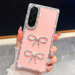 Custodia per telefono antiurto con doppio fiocco e glitter di diamanti, For Samsung Galaxy A17 5G, For Samsung Galaxy A56 5G, For Samsung Galaxy A26 5G, For Samsung Galaxy A36 5G