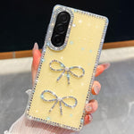 Custodia per telefono antiurto con doppio fiocco e glitter di diamanti, For Samsung Galaxy A17 5G, For Samsung Galaxy A56 5G, For Samsung Galaxy A26 5G, For Samsung Galaxy A36 5G