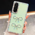 Custodia per telefono antiurto con doppio fiocco e glitter di diamanti, For Samsung Galaxy A17 5G, For Samsung Galaxy A56 5G, For Samsung Galaxy A26 5G, For Samsung Galaxy A36 5G