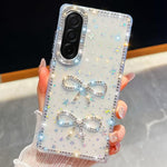 Custodia per telefono antiurto con doppio fiocco e glitter di diamanti, For Samsung Galaxy A17 5G, For Samsung Galaxy A56 5G, For Samsung Galaxy A26 5G, For Samsung Galaxy A36 5G