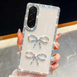Custodia per telefono antiurto con doppio fiocco e glitter di diamanti, For Samsung Galaxy A17 5G, For Samsung Galaxy A56 5G, For Samsung Galaxy A26 5G, For Samsung Galaxy A36 5G