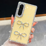 Custodia per telefono antiurto con doppio fiocco e glitter di diamanti, For Samsung Galaxy A17 5G, For Samsung Galaxy A56 5G, For Samsung Galaxy A26 5G, For Samsung Galaxy A36 5G