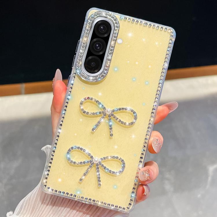 Custodia per telefono antiurto con doppio fiocco e glitter di diamanti, For Samsung Galaxy A17 5G, For Samsung Galaxy A56 5G, For Samsung Galaxy A26 5G, For Samsung Galaxy A36 5G