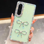Custodia per telefono antiurto con doppio fiocco e glitter di diamanti, For Samsung Galaxy A17 5G, For Samsung Galaxy A56 5G, For Samsung Galaxy A26 5G, For Samsung Galaxy A36 5G