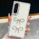 Custodia per telefono antiurto con doppio fiocco e glitter di diamanti, For Samsung Galaxy A17 5G, For Samsung Galaxy A56 5G, For Samsung Galaxy A26 5G, For Samsung Galaxy A36 5G