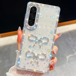 Custodia per telefono antiurto con doppio fiocco e glitter di diamanti, For Samsung Galaxy A17 5G, For Samsung Galaxy A56 5G, For Samsung Galaxy A26 5G, For Samsung Galaxy A36 5G
