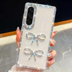 Custodia per telefono antiurto con doppio fiocco e glitter di diamanti, For Samsung Galaxy A17 5G, For Samsung Galaxy A56 5G, For Samsung Galaxy A26 5G, For Samsung Galaxy A36 5G