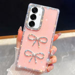 Custodia per telefono antiurto con doppio fiocco e glitter di diamanti, For Samsung Galaxy S25 5G, For Samsung Galaxy S25+ 5G, For Samsung Galaxy S25 Ultra 5G, For Samsung Galaxy A16 5G