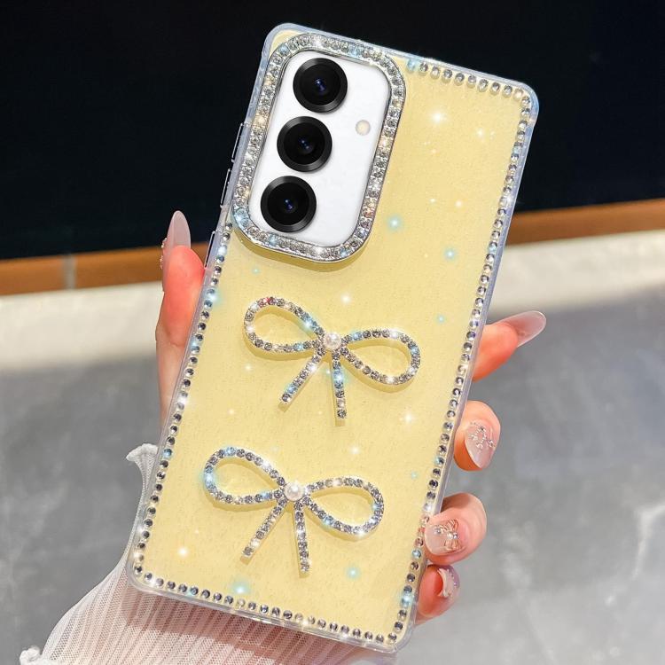 Custodia per telefono antiurto con doppio fiocco e glitter di diamanti, For Samsung Galaxy S25 5G, For Samsung Galaxy S25+ 5G, For Samsung Galaxy S25 Ultra 5G, For Samsung Galaxy A16 5G