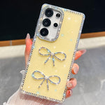 Custodia per telefono antiurto con doppio fiocco e glitter di diamanti, For Samsung Galaxy S25 5G, For Samsung Galaxy S25+ 5G, For Samsung Galaxy S25 Ultra 5G, For Samsung Galaxy A16 5G