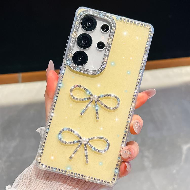 Custodia per telefono antiurto con doppio fiocco e glitter di diamanti, For Samsung Galaxy S25 5G, For Samsung Galaxy S25+ 5G, For Samsung Galaxy S25 Ultra 5G, For Samsung Galaxy A16 5G
