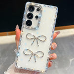 Custodia per telefono antiurto con doppio fiocco e glitter di diamanti, For Samsung Galaxy S25 5G, For Samsung Galaxy S25+ 5G, For Samsung Galaxy S25 Ultra 5G, For Samsung Galaxy A16 5G