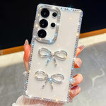 Custodia per telefono antiurto con doppio fiocco e glitter di diamanti, For Samsung Galaxy S25 5G, For Samsung Galaxy S25+ 5G, For Samsung Galaxy S25 Ultra 5G, For Samsung Galaxy A16 5G
