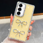 Custodia per telefono antiurto con doppio fiocco e glitter di diamanti, For Samsung Galaxy S24 FE 5G, For Samsung Galaxy A15 5G, For Samsung Galaxy A55 5G, For Samsung Galaxy A35 5G