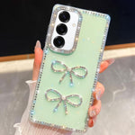 Custodia per telefono antiurto con doppio fiocco e glitter di diamanti, For Samsung Galaxy S24 FE 5G, For Samsung Galaxy A15 5G, For Samsung Galaxy A55 5G, For Samsung Galaxy A35 5G