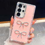 Custodia per telefono antiurto con doppio fiocco e glitter di diamanti, For Samsung Galaxy S24 Ultra 5G, For Samsung Galaxy S24+ 5G, For Samsung Galaxy S24 5G, For Samsung Galaxy S23 Ultra 5G