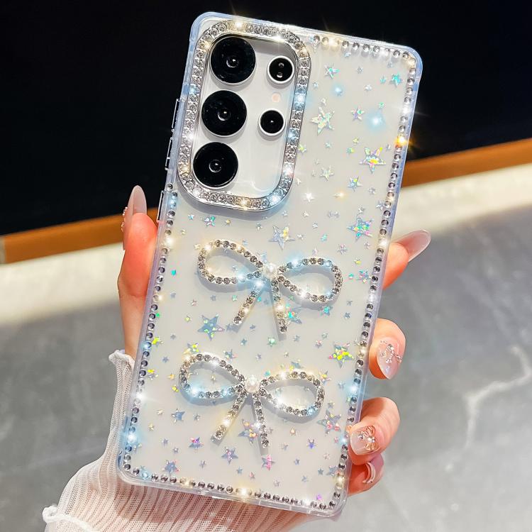 Custodia per telefono antiurto con doppio fiocco e glitter di diamanti, For Samsung Galaxy S24 Ultra 5G, For Samsung Galaxy S24+ 5G, For Samsung Galaxy S24 5G, For Samsung Galaxy S23 Ultra 5G
