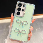 Custodia per telefono antiurto con doppio fiocco e glitter di diamanti, For Samsung Galaxy S24 Ultra 5G, For Samsung Galaxy S24+ 5G, For Samsung Galaxy S24 5G, For Samsung Galaxy S23 Ultra 5G