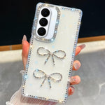 Custodia per telefono antiurto con doppio fiocco e glitter di diamanti, For Samsung Galaxy S26+ 5G, For Samsung Galaxy S26 Ultra 5G, For Samsung Galaxy S26 5G, For Samsung Galaxy A07 5G