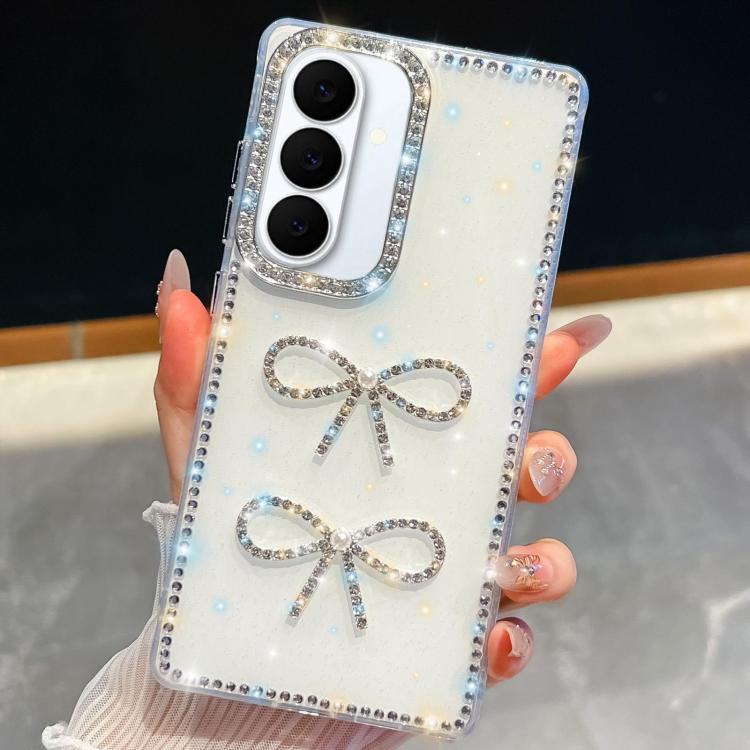 Custodia per telefono antiurto con doppio fiocco e glitter di diamanti, For Samsung Galaxy S26+ 5G, For Samsung Galaxy S26 Ultra 5G, For Samsung Galaxy S26 5G, For Samsung Galaxy A07 5G