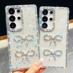 Custodia per telefono antiurto con doppio fiocco e glitter di diamanti, For Samsung Galaxy A17 5G, For Samsung Galaxy A56 5G, For Samsung Galaxy A26 5G, For Samsung Galaxy A36 5G